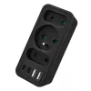 Power splitter MACLEAN MCE248 F/B — 3 AC sockets (1x16A, 2x6A) and 4 USB ports (2xUSB‑A, 2xUSB‑C PD 20W), EU plug, black