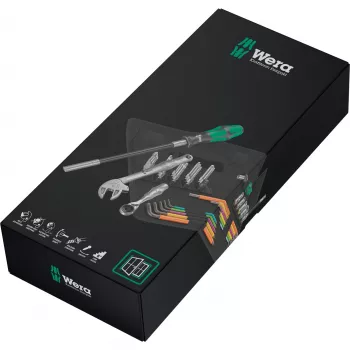 Kraftform Kompakt F 1, für Fensterbauer, 35-teilig, Werkzeug-Set schwarz/grün, inkl. Zyklop Mini 1 Bit-Ratsche, 1/4