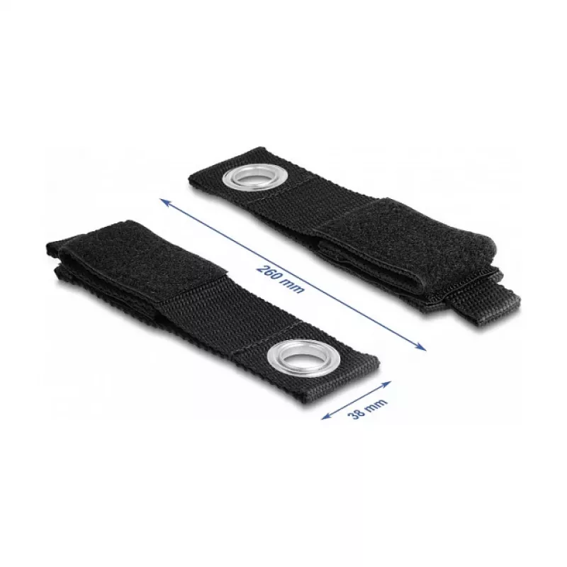 DeLOCK Heavy-duty Hook-and-loop strap L 260 x W 38 mm black 5 pcs
