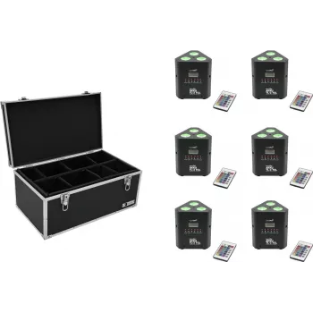 LED battery uplight EUROLITE AKKU TL-3 TCL QuickDMX 6x with carrying case TDV-1