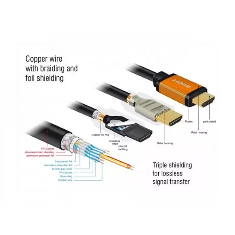 HDMI cable DeLOCK 85729 2 m HDMI Type A Standard Black Gold