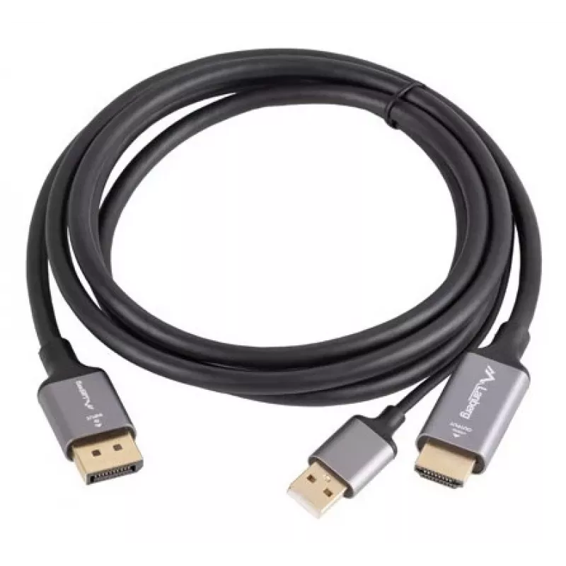 Lanberg CA-HDDP-20CU-0018-BK video cable adapter 1.8 m DisplayPort HDMI + USB Black, Silver