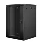 Lanberg WF01-6618-10B Wall-Mounted Rack Cabinet 18U 600x600 mm Black with Glass Door