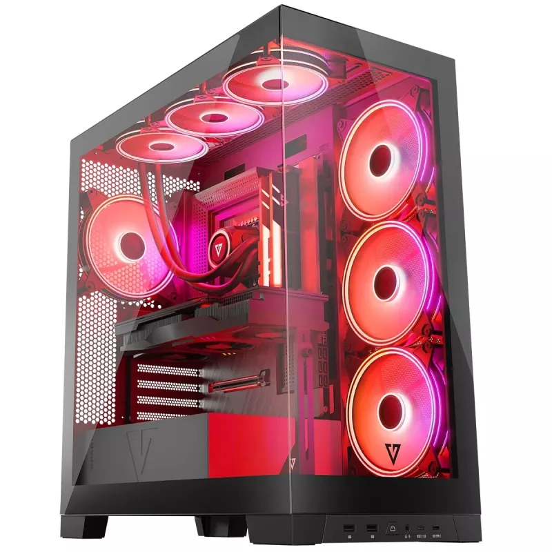 PC case MODECOM Volcano SPACE APEX ARGB Midi Tower, tempered glass, USB-C, supports ATX/microATX/Mini-ITX, GPU up to 430 mm, CPU cooler up to 180 mm