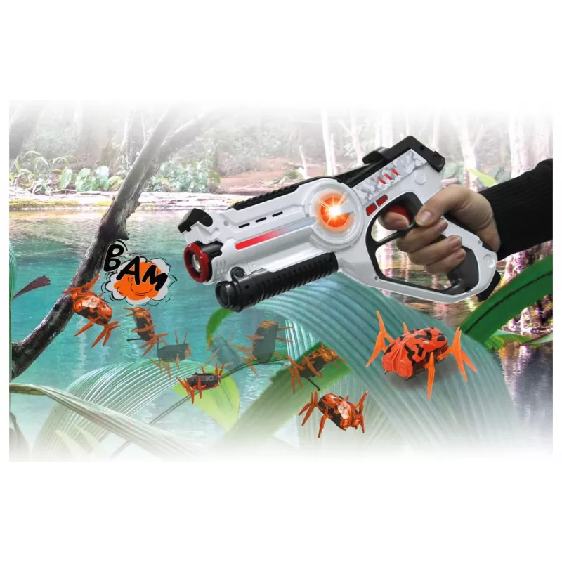 Jamara 410065 Impulse Laser Bug Hunt Set, Toy Laser Gun with Target, White/Orange