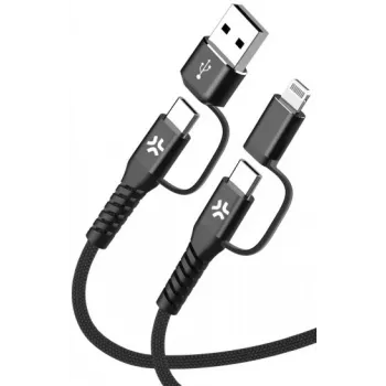 Celly 4-IN-1 Cable A+C to C+LIGHT 2M BK