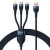 USB Cable Baseus CASS030003 1.2m USB A USB C/Micro USB-A/Lightning Blue