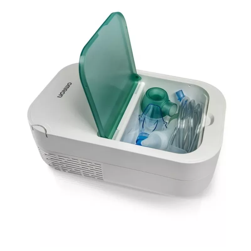 Tabletop nebulizer Omron NE-C301-E — AC-powered, 12 ml capacity, children's mask and mouthpiece, white