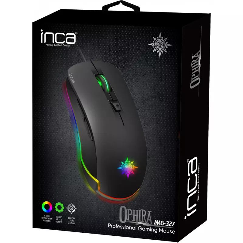 INCA Gaming Mouse IMG-327 4800 DPI. RGB. 6 Buttons. USB. SW retail