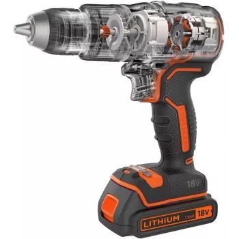 Pistol grip drill Black & Decker BCD383D2XK-QW 18 V, 2 Ah x2, 13 mm chuck, orange