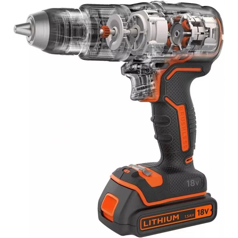 Pistol grip drill Black & Decker BCD383D2XK-QW 18 V, 2 Ah x2, 13 mm chuck, orange