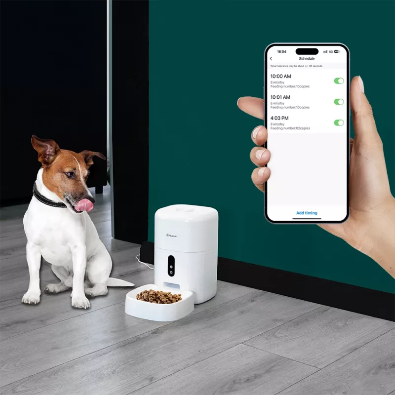Automatic Pet Feeder Tellur TLL331461 with UltraHD Camera, 4 L, White