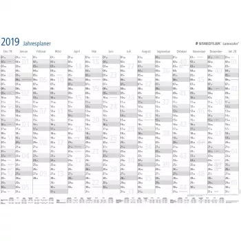 STAEDTLER Lumocolor 641 YP-1DE Year Planner 2022 Black White Dry-Wipe Wall Chart