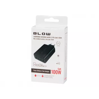 Wall charger BLOW 4×USB-C PD 100W GaN, 4 ports, PD 3.0, PPS, 200–240V input