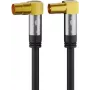 Goobay TV Antenna Cable (135 dB Type), 4x Shielded, 2 m, Black - Gold-Plated, Koax-Socket 90° > Coax Plug 90° (70461)