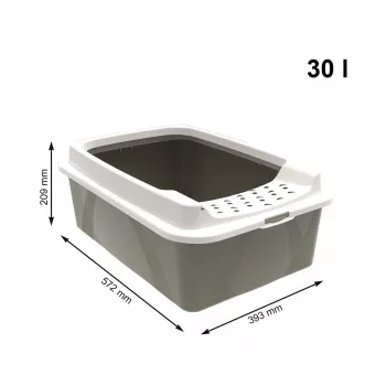 Cat litter box rotho Bonnie Eco Cappuccino 30 L covered plastic tray with lid, 572×393×209 mm