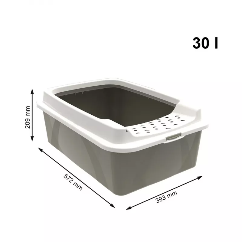 Cat litter box rotho Bonnie Eco Cappuccino 30 L covered plastic tray with lid, 572×393×209 mm
