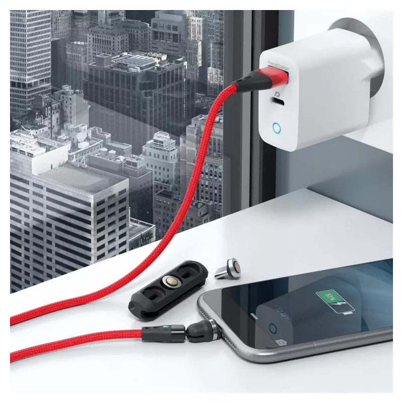 USB Cable RealPower MagneticCharge3 2m USB A Red
