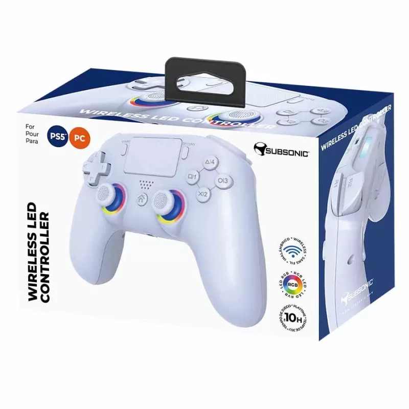 Gamepad Subsonic PS5 Wireless LED Controller White D-pad Home Options Share
