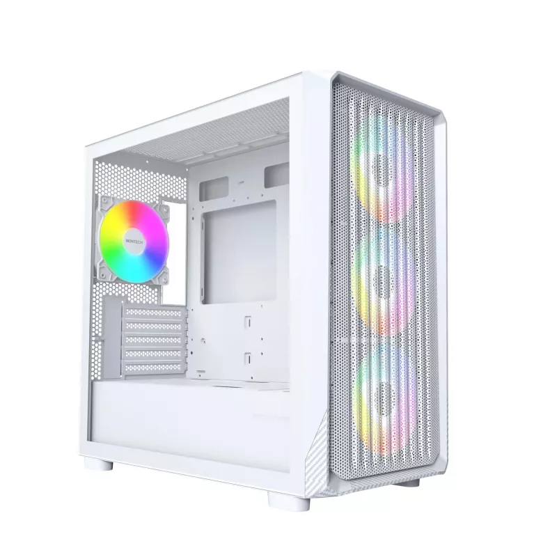 PC case Montech X5M (W) Micro Tower, White — Micro-ATX/Mini-ITX, supports ATX PSU, 3x120mm front, 1x120mm rear, 2x3.5 inch bays, 4x2.5 inch bays