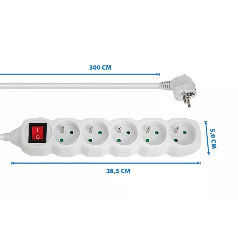 Esperanza ELK215W power extension 3 m 5 AC outlet(s) Indoor White