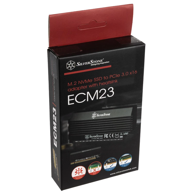 M.2 PCIe x4 Adapter with Cooler SILVERSTONE SST-ECM23 — M.2 NVMe to PCIe x4 (with active cooling)
