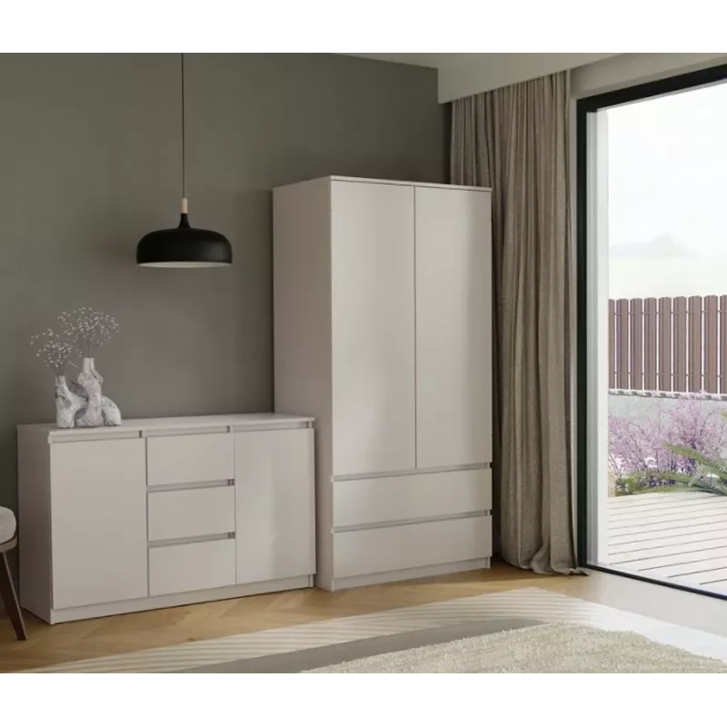 CHEST OF DRAWERS WITH 2 DOORS AND 3 DRAWERS, CASHMERE COLOUR