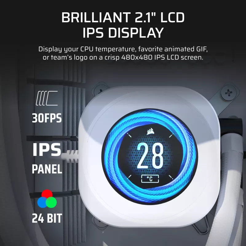 Display Corsair Nautilus RS Liquid Cooling System White 78mm