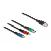 DeLOCK USB Charging Cable 3 in 1 Type-A to Lightning Micro USB USB Type-C 30 cm