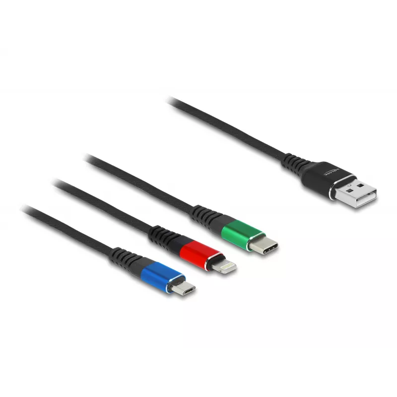 DeLOCK USB Charging Cable 3 in 1 Type-A to Lightning Micro USB USB Type-C 30 cm
