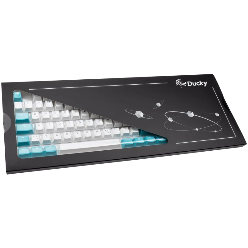 Ducky Keycap Set, PBT, ISO (DE) - white/blue
