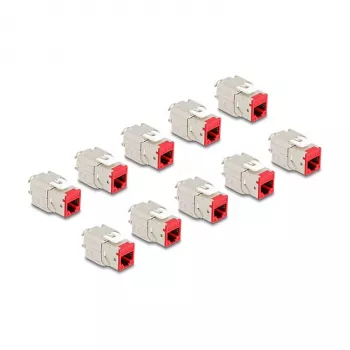 DeLOCK keystone module 88115 Flat Red RJ-45 10 pcs