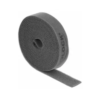 Mounting tape DeLOCK Velcro tape on roll L 2 m x W 15 mm grey