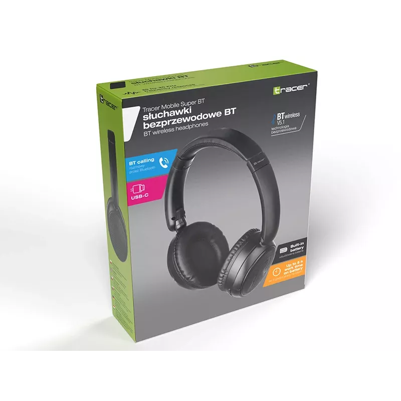 Headphones Tracer Mobile Super BT czarne