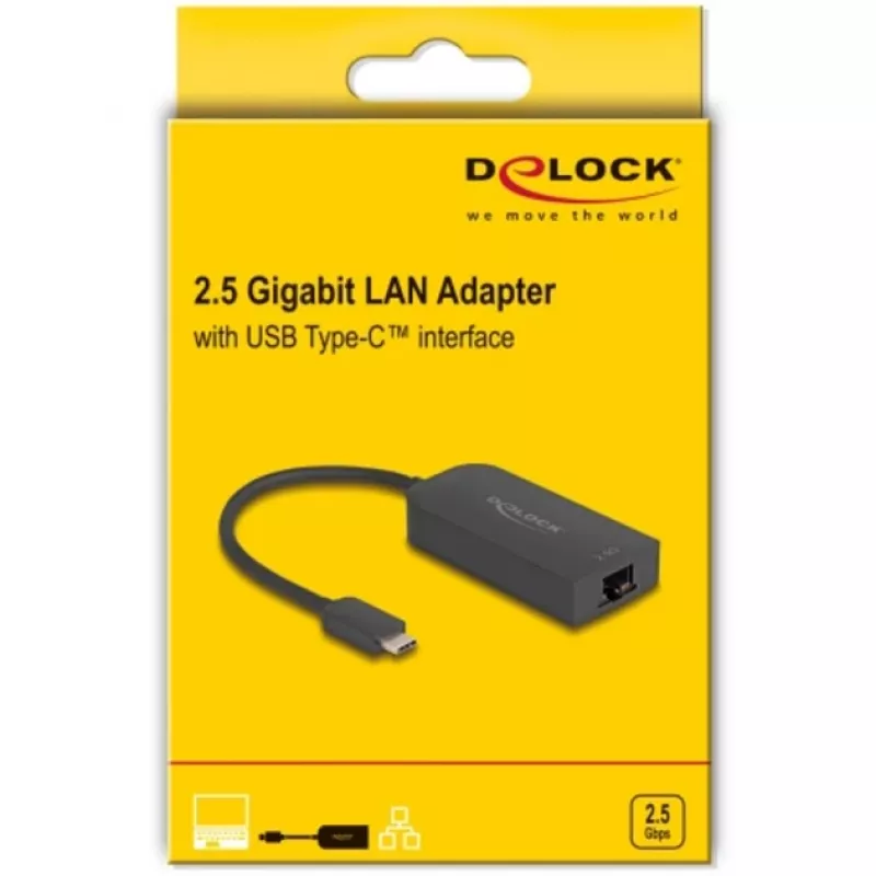DeLOCK 66045 Cable Gender Changer USB 5 Gbps Type-A 2.5 Gigabit LAN RJ45 Black