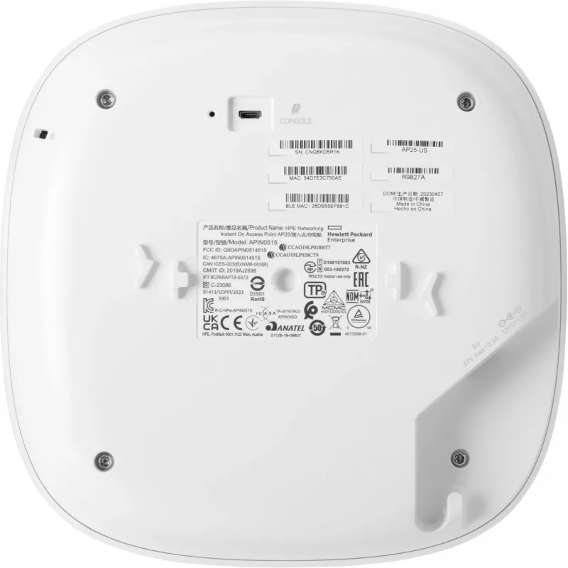 HPE Aruba Networking Networking Instant On Indoor Access Point Wi-Fi 6 4x4 (RW) AP25
