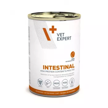 Wet dog food VETEXPERT Veterinary Diet Intestinal 400 g, poultry, grain‑free, for recovery after digestive surgery
