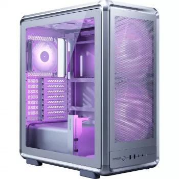 PC Midi Tower Cooler Master MasterFrame 500 Mesh — Black with Transparent Side, supports ATX PSU, 2x200mm front + 1x120mm rear, 2.5 inch/3.5 inch drives