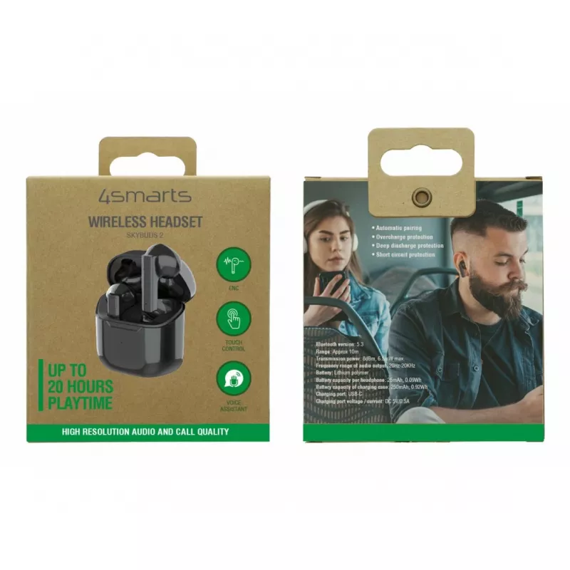 4smarts True Wireless Bluetooth SkyBuds 2 ENC black - Headphones - 20 KHz