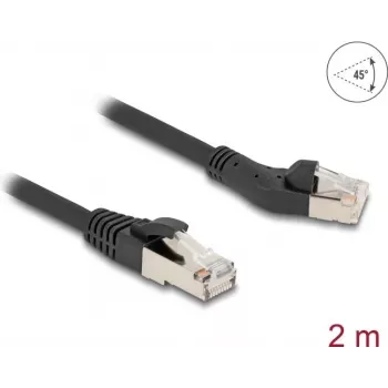 Network Cable DeLOCK RJ45 Cat.8.1 S/FTP 45° left angled 2m black