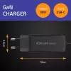 GaN 90W Charger QOLTEC 52420 USB-C PD 5–20V 3A/4.5A output, 220–240V input, 1.8 m cable, black