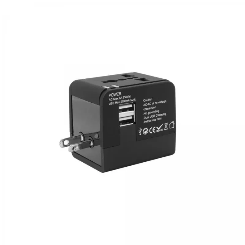 Travel adapter SBOX TA-23 with dual USB charger and universal plug compatibility