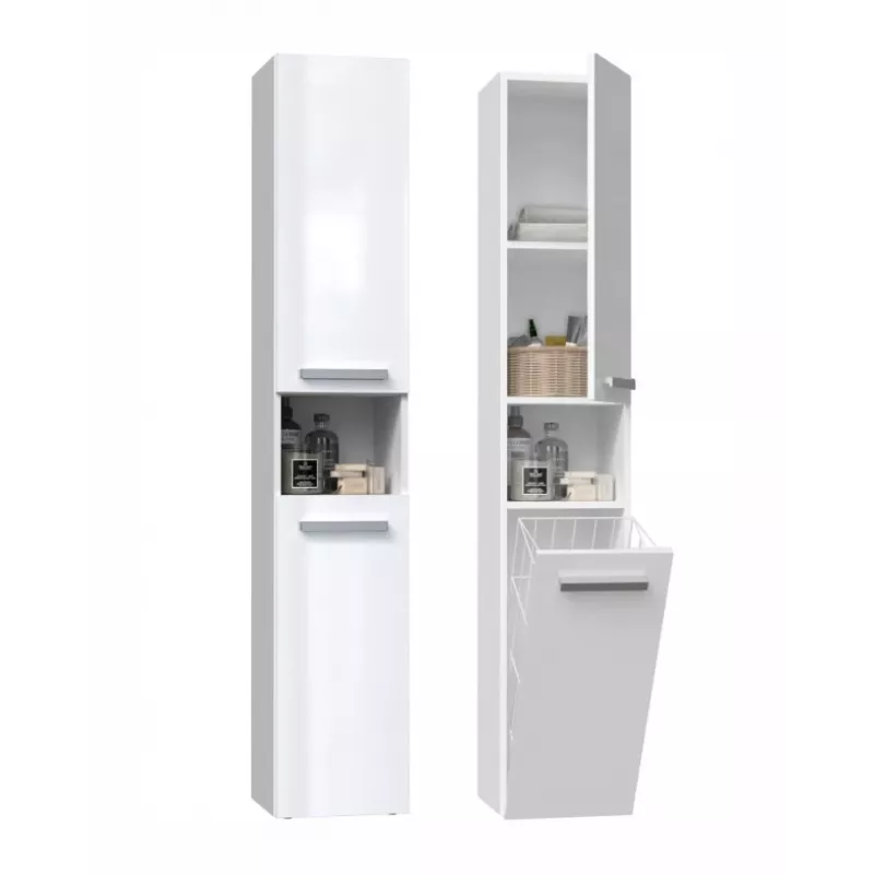 Bathroom cabinet NEL III 31x30x174 cm, white, glossy