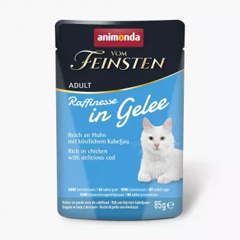 Wet cat food animonda Vom Feinsten Adult Raffinesse in Jelly — Chicken & Cod, 85 g, 82% moisture, 8.5% protein, 5% fat