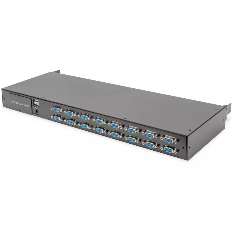 KVM Console Digitus 19 inch HD LCD 16-port VGA German Keyboard