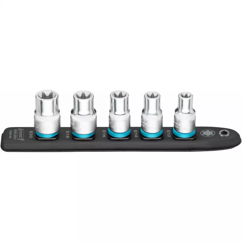 Socket set Hazet 900E-SR/5 — 1/2 inch drive TORX E12–E20 short sockets
