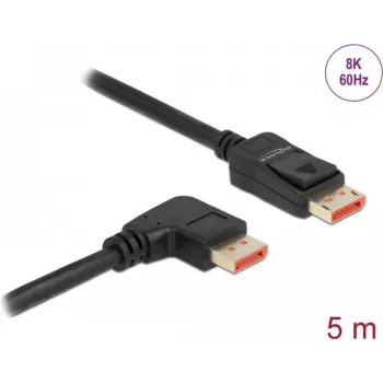 DisplayPort cable DeLOCK 8K 60 Hz 5 m male straight to male 90° right angled