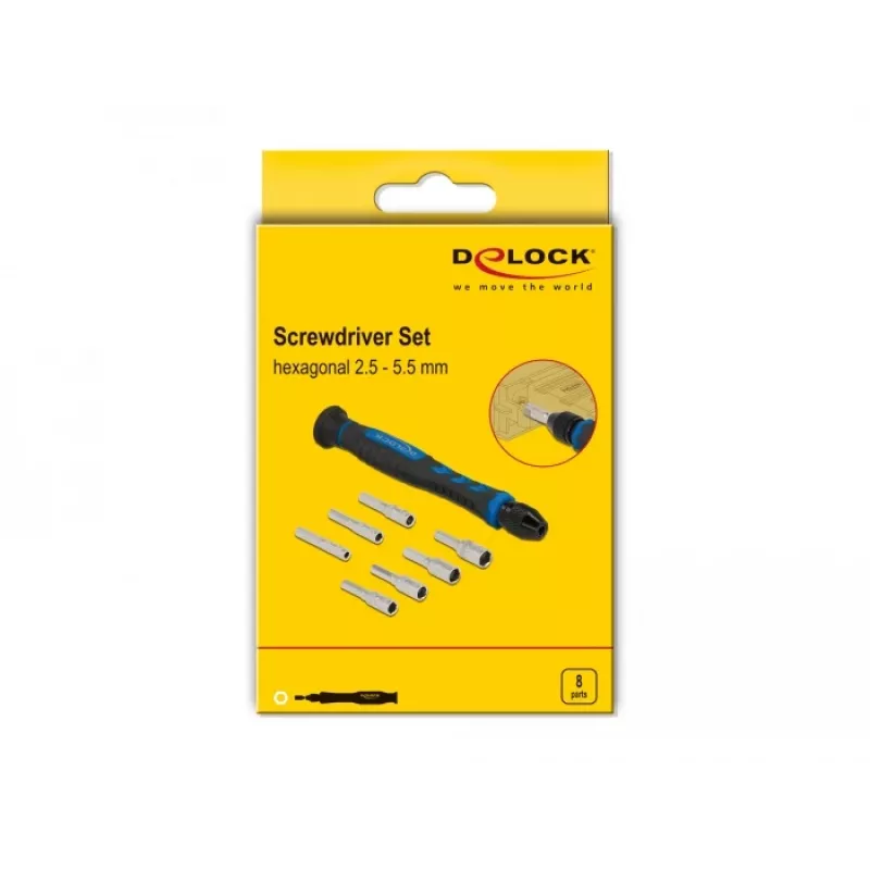 Screwdriver Set DeLOCK 90551 8 pieces external hexagonal hollow shaft 2.5 - 5.5 mm