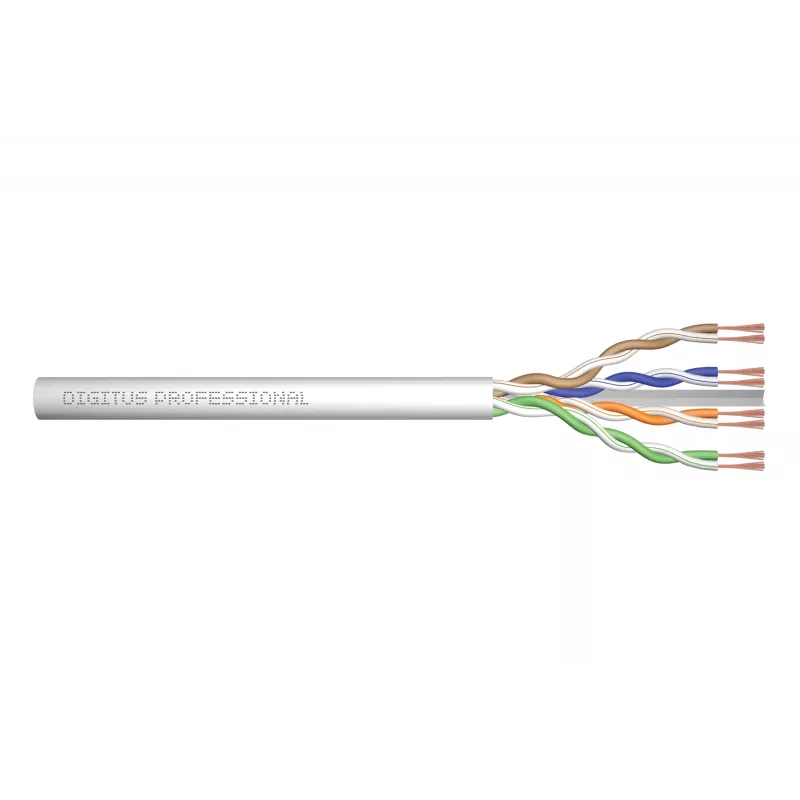 Network Cable Digitus CAT 6A U/UTP twisted pair patch cord raw 100m Grey