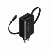 Charger CANYON OnCharge 65RC with built-in USB-C cable, 65W, 1x PD, 1x QC, EU plug, Black